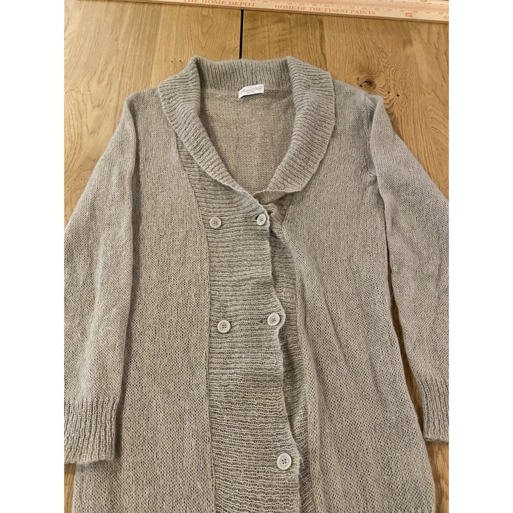 American‎ Vintage cardigan Button Up Women's Taupe Small Kid Mohair Blend Luxury